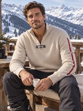 NWT Naked Cashmere Ski Naked Aspen Quarter Zip Sweater Men’s XL Beige